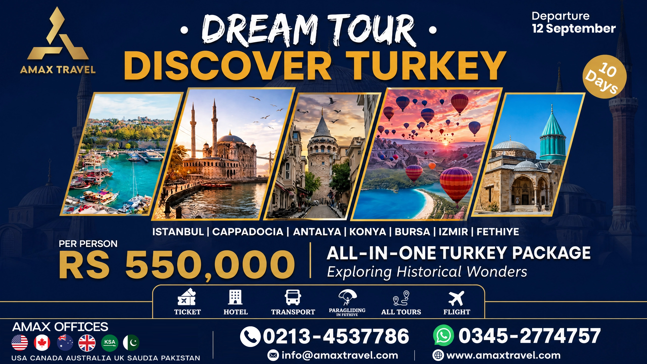 Turkey tour packages from Pakistan - Cappadocia hot air balloons landscape