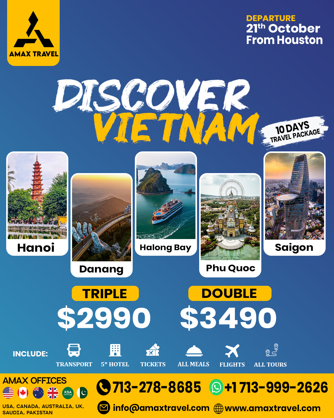 Vietnam tour package from USA - from $2,990 per person flyer